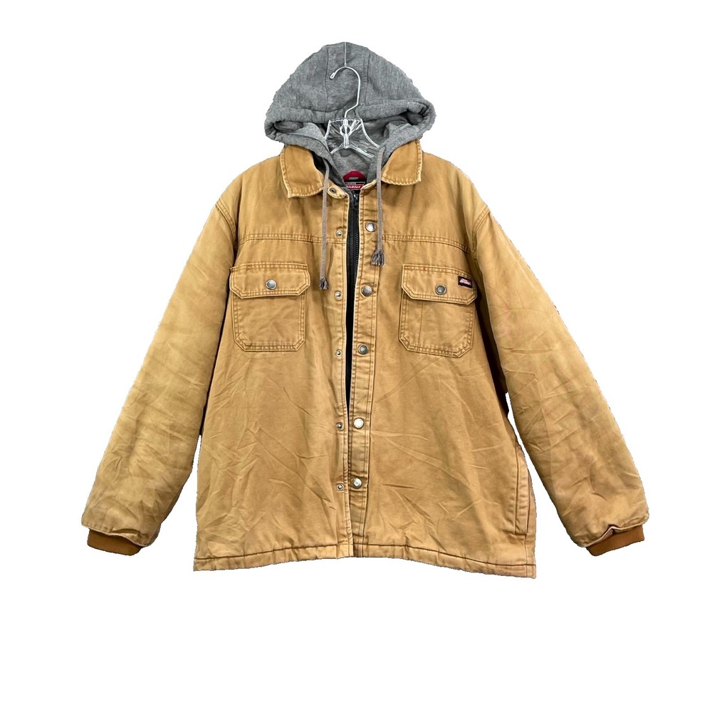 VTG Genuine Dickies‎ Duck Jacket Mens Large Quilt Lined Hooded Workwear Outdoor